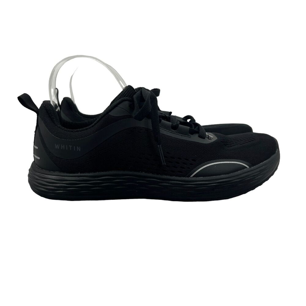 Whitin Mens 41 Running Shoes Black Zero Drop Lace Up Sneakers Wide Toe Box